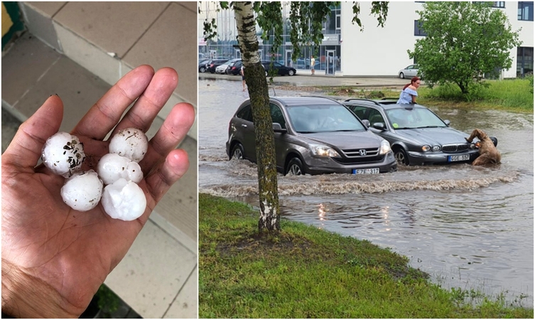 Kauną aptalžė liūtis: krito įspūdingo dydžio ledukai, skęsta gatvės (vaizdo įrašai)