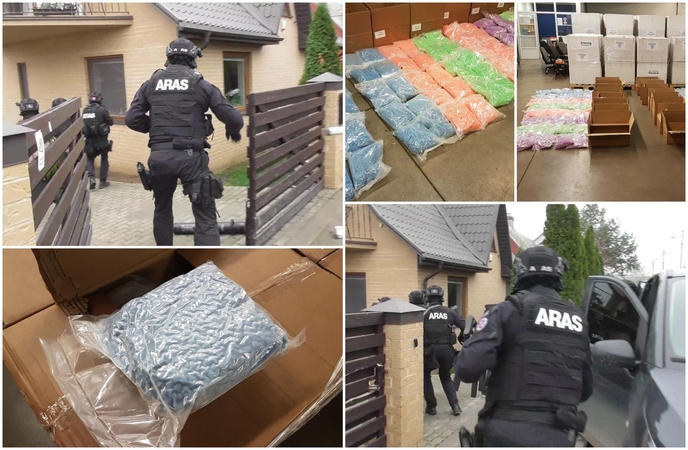 Smūgis Kauno narkomafijai: name – ginklai ir pusė milijono eurų, vilkike – narkotikai