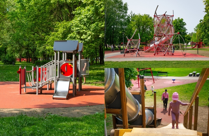 Kaunas nestabdo: dar viename parke atnaujintos vaikų žaidimo aikštelės