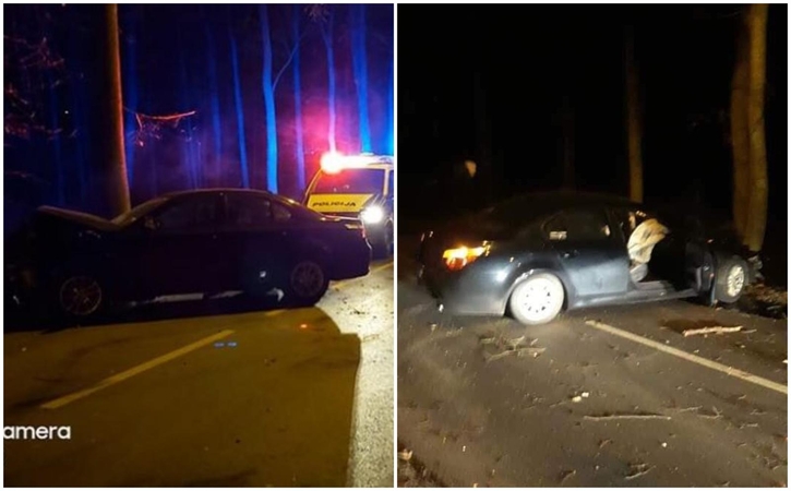 Netoli Pažaislio BMW rėžėsi į medį