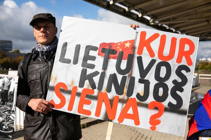 Komunistinei Kinijai minint 70-metį – protestuotojų Vilniuje įspėjimas